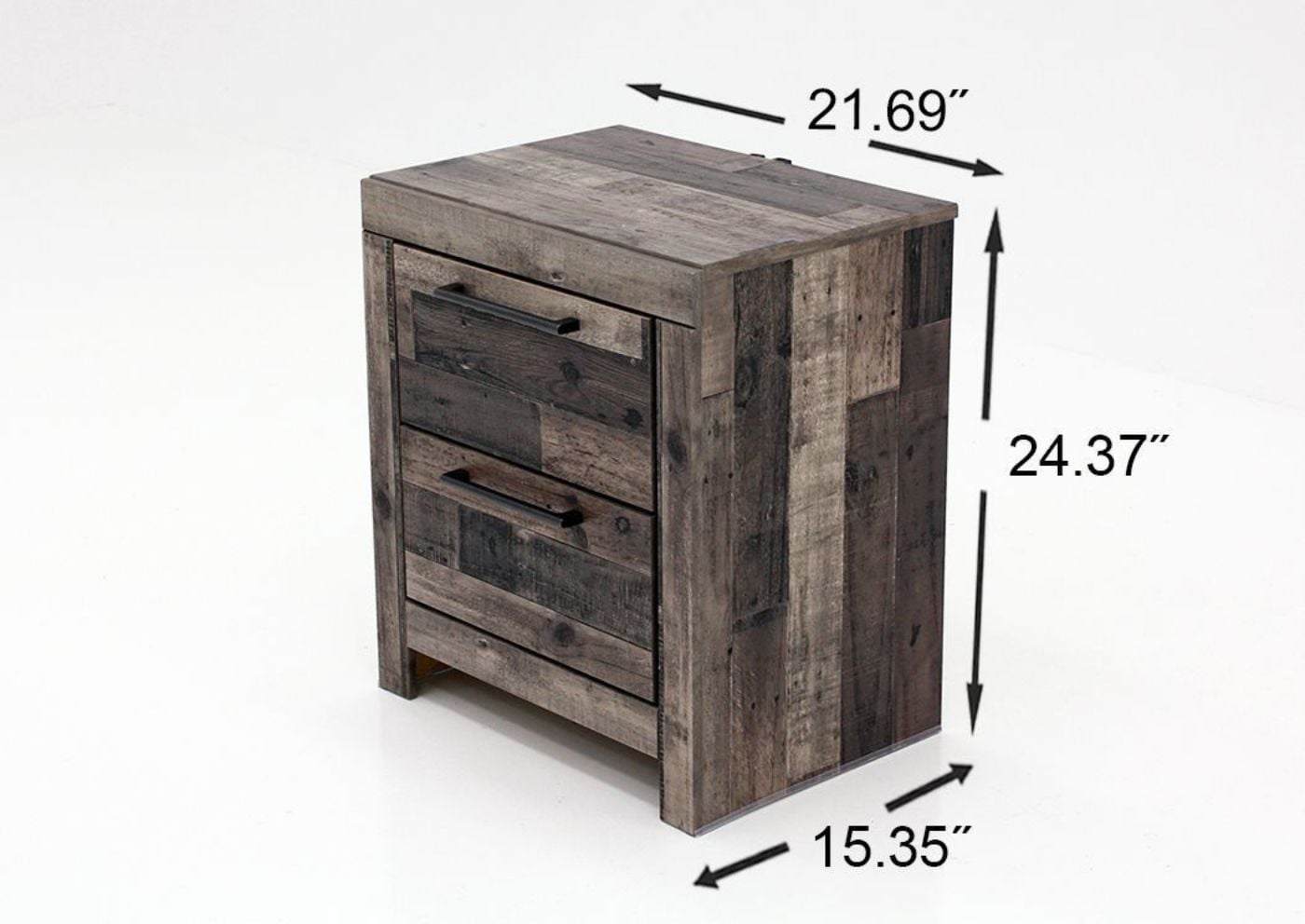 Dimension Details on the Derekson Nightstand - Gray Brown | Home Furniture Plus Bedding