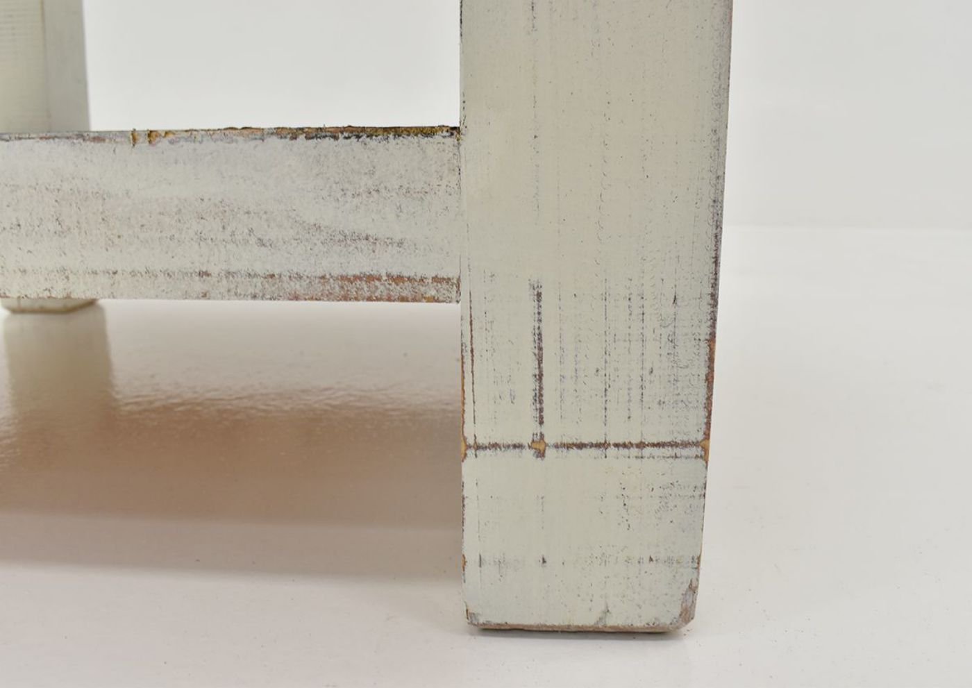 White and Brown Cottage End Table by Vintage White Showing the Foot Detail | Home Furniture Plus Bedding