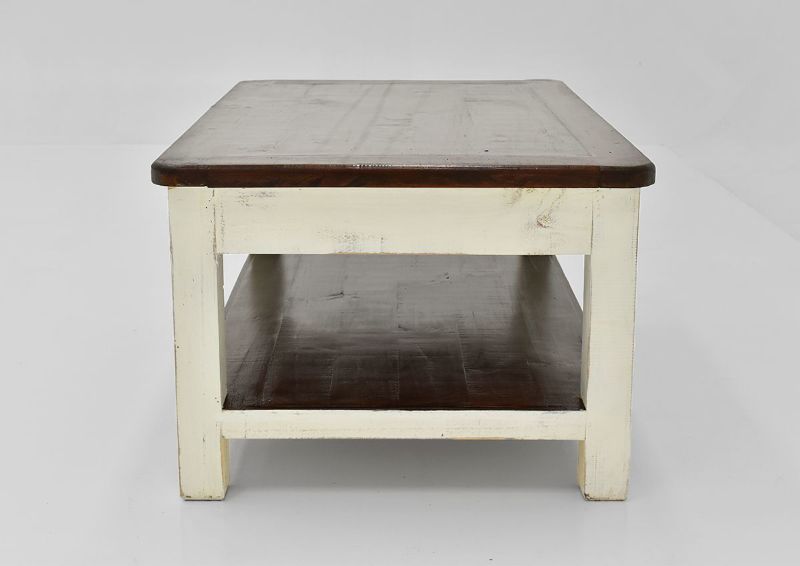 White and Brown Cottage Coffee Table by Vintage Showing the Side View | Home Furniture Plus Bedding