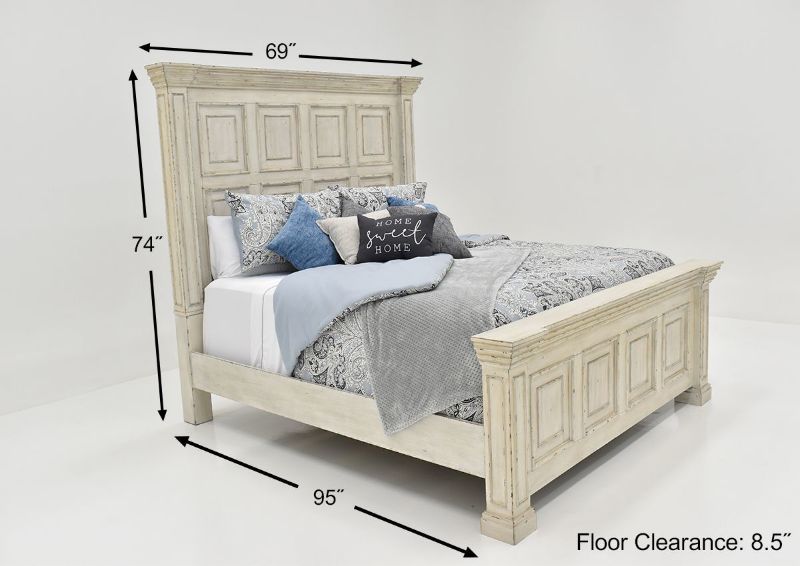 White Big Valley Queen Size Bed by Liberty Furniture Showing the Dimensions | Home Furniture Plus Bedding