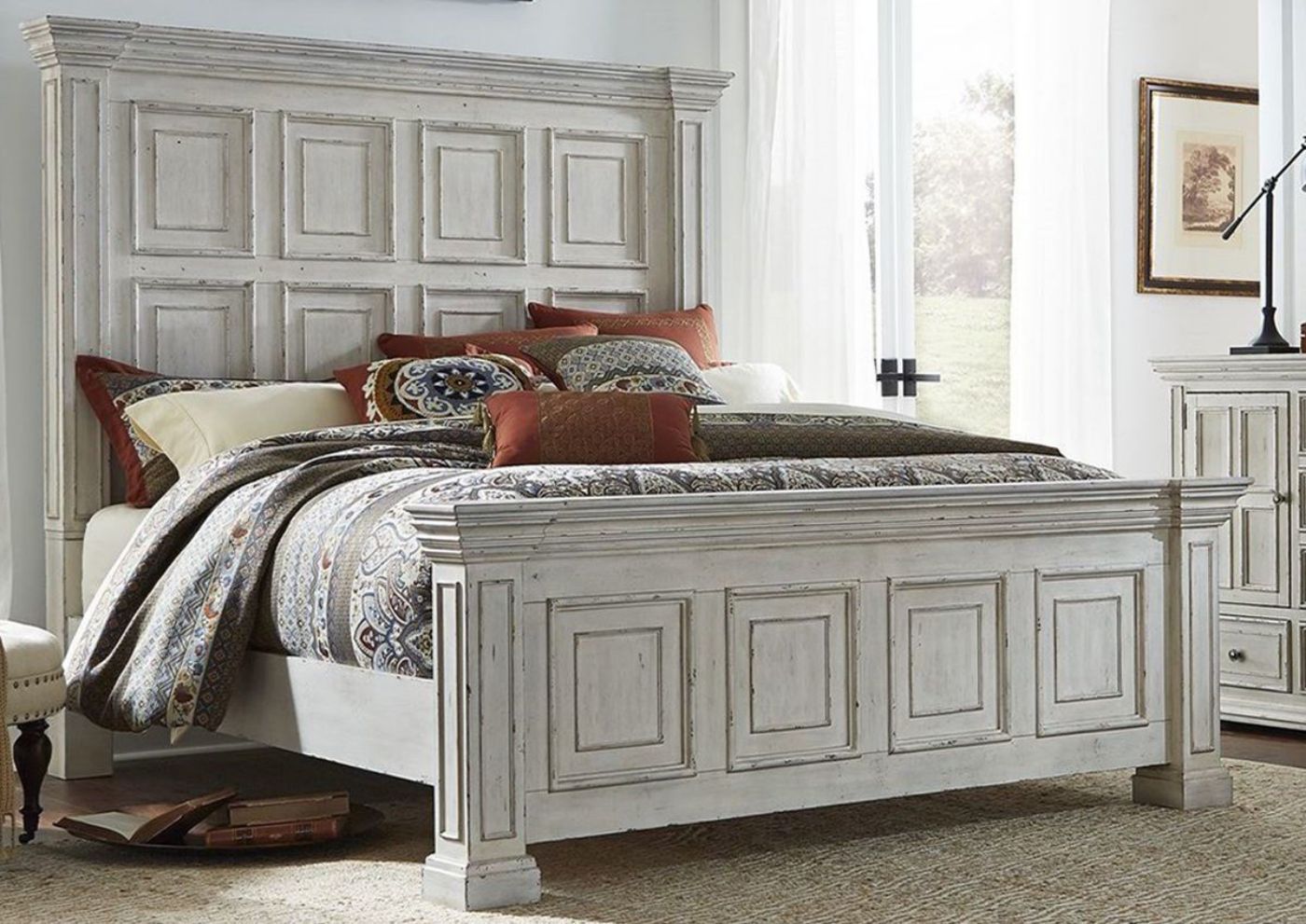 White Big Valley King Size Bed by Liberty Furniture Showing the Room View | Home Furniture Plus Bedding