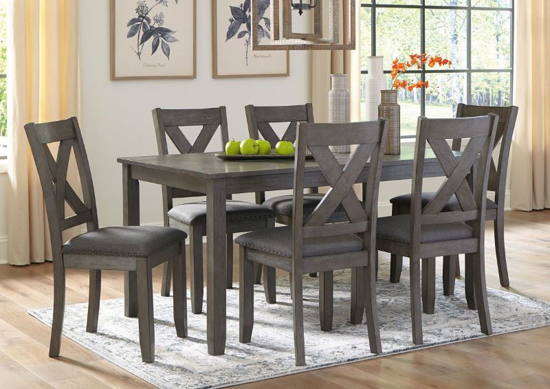 Gray Caitbrook 7 Piece Dining Set by Ashley Furniture Showing the Room View | Home Furniture Plus Bedding
