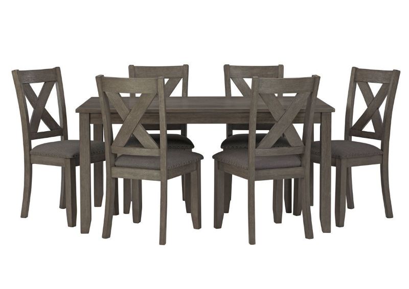 Gray Caitbrook 7 Piece Dining Set by Ashley Furniture Showing the Front View | Home Furniture Plus Bedding