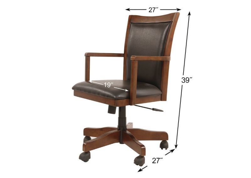 Brown Hamlyn Home Office Desk Chair by Ashley Showing the Dimensions | Home Furniture Plus Bedding