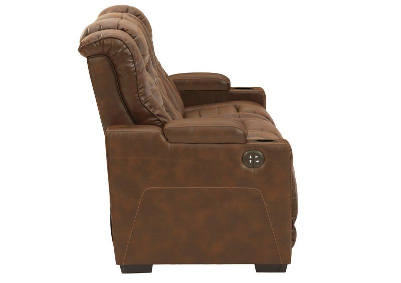 Brown Owners Box POWER Reclining Sofa by Ashley Showing the Side View | Home Furniture Plus Bedding