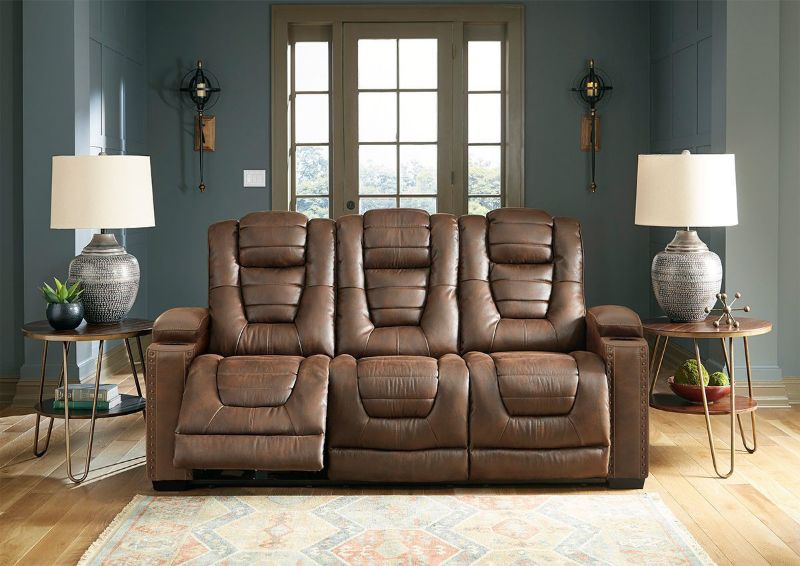 Brown Owners Box POWER Reclining Sofa by Ashley Showing the Room View of the Sofa | Home Furniture Plus Bedding