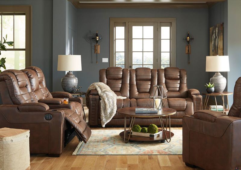 Brown Owners Box POWER Reclining Sofa by Ashley Showing the Room View of the Group | Home Furniture Plus Bedding