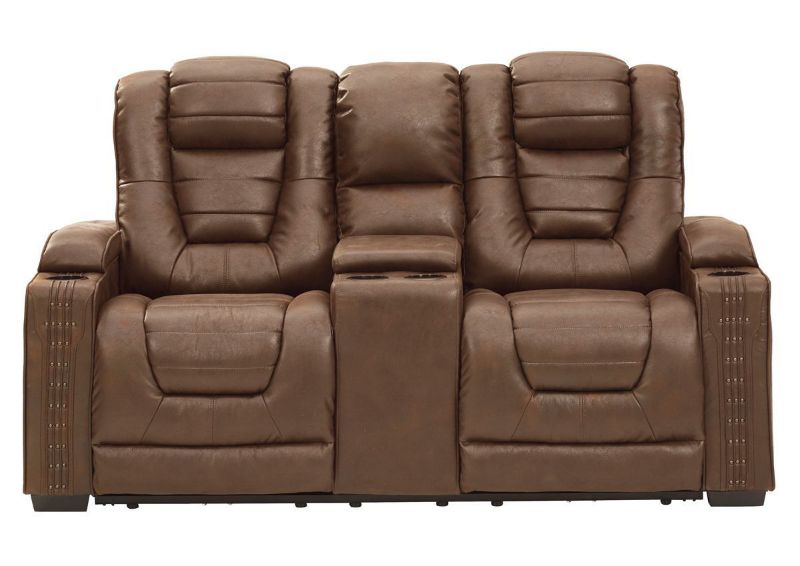 Brown Owners Box POWER Reclining Loveseat by Ashley Showing the Front View | Home Furniture Plus Bedding