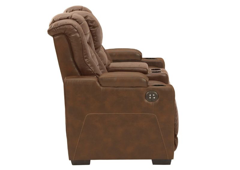 Brown Owners Box POWER Reclining Loveseat by Ashley Showing the Side View | Home Furniture Plus Bedding