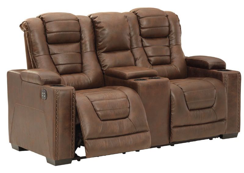Brown Owners Box POWER Reclining Loveseat by Ashley Showing the Side View | Home Furniture Plus Bedding