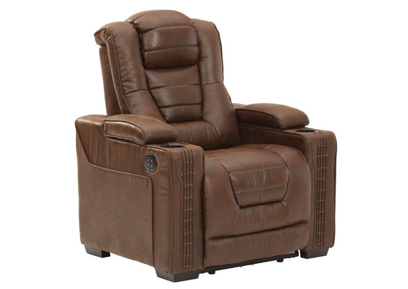 Brown Owners Box POWER Recliner by Ashley Showing the Angle View | Home Furniture Plus Bedding