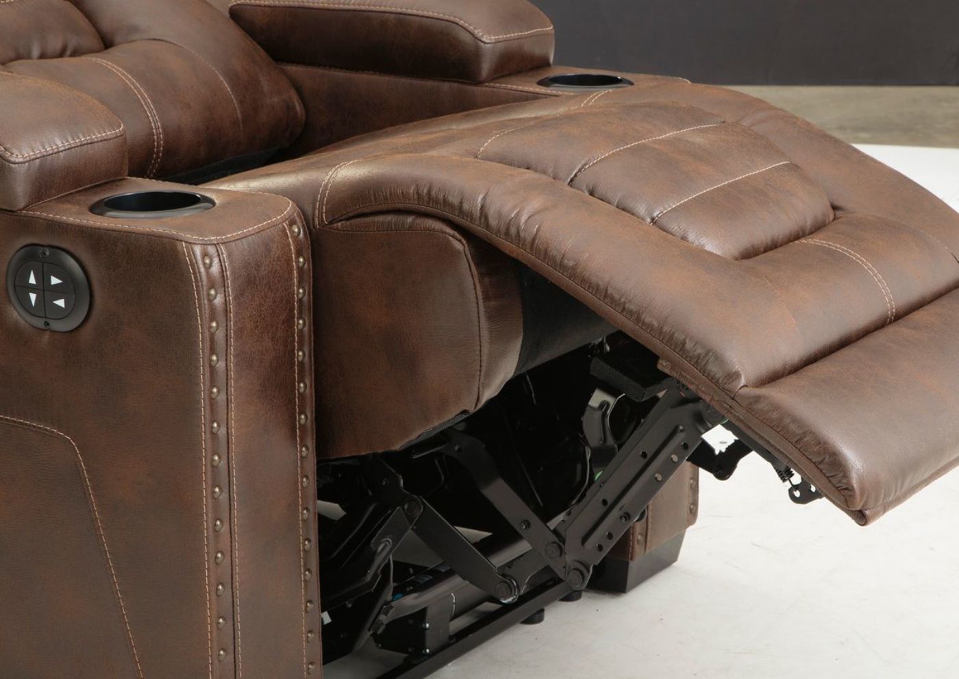 Brown Owners Box POWER Recliner by Ashley Showing the Chaise in the Open Position | Home Furniture Plus Bedding