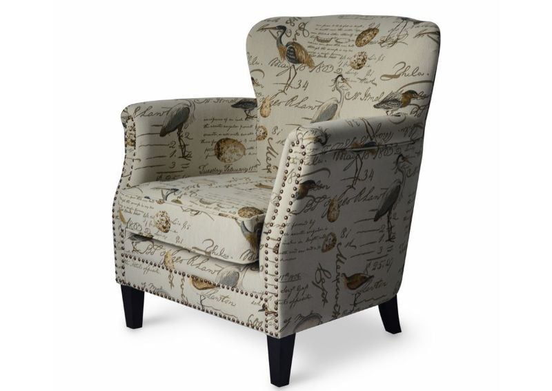 Off White Patterned Phoebe Accent Chair by Jofran Showing the Angle View | Home Furniture Plus Bedding
