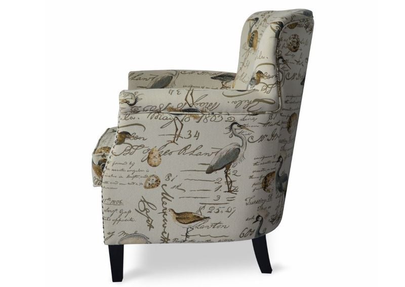 Off White Patterned Phoebe Accent Chair by Jofran Showing the Side View | Home Furniture Plus Bedding