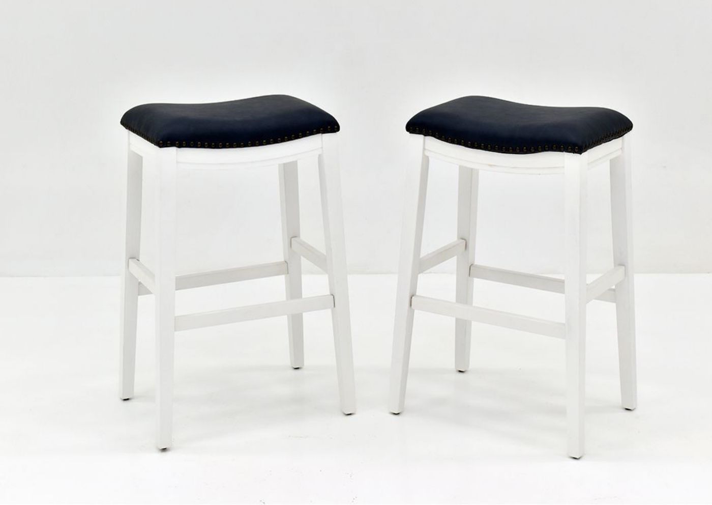 White and Blue Dexter 30 Inch Bar Height Barstool by Kith Furniture Showing the Front View, Made in the USA | Home Furniture Plus Bedding