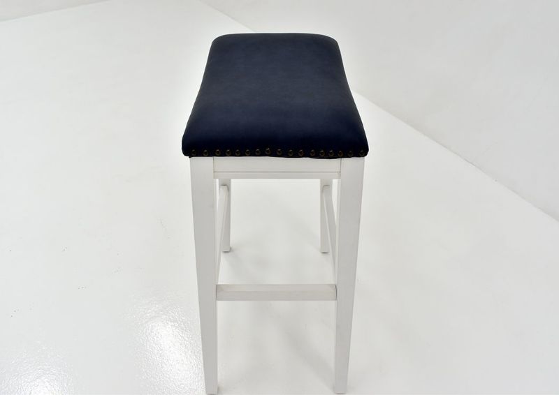 White and Blue Dexter 30 Inch Bar Height Barstool by Kith Furniture Showing the Side View, Made in the USA | Home Furniture Plus Bedding