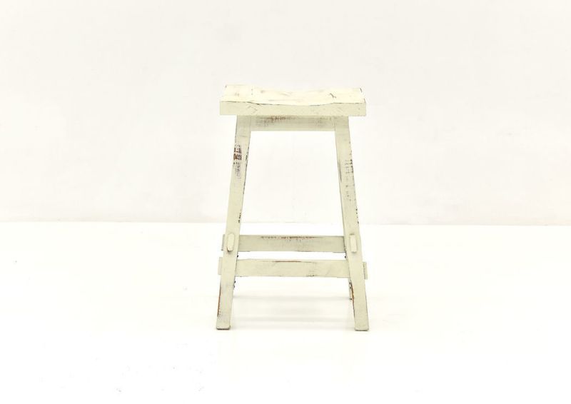 Rustic White Trent 24 Inch Barstool by Vintage Showing the Front View | Home Furniture Plus Bedding