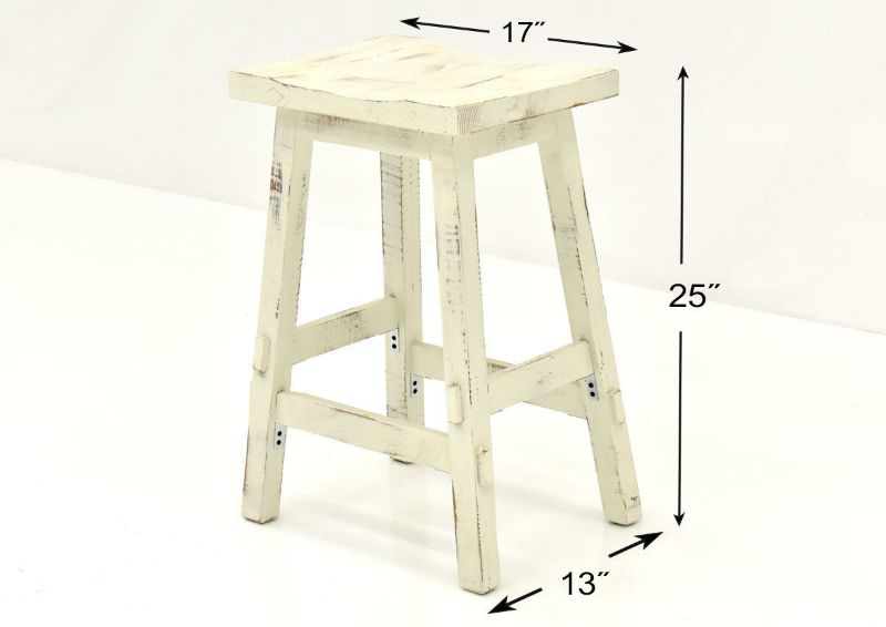 Rustic White Trent 24 Inch Barstool by Vintage Showing the Dimensions | Home Furniture Plus Bedding