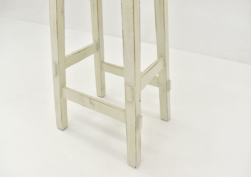 Rustic White Trent 24 Inch Barstool by Vintage Showing the Legs | Home Furniture Plus Bedding