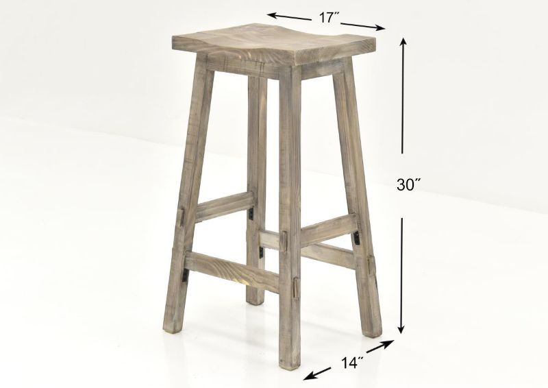 Gray Trent 30 Inch Barstool by Vintage Showing the Dimensions | Home Furniture Plus Bedding