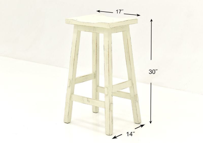 White Trent 30 Inch Barstool by Vintage Showing the Dimensions | Home Furniture Plus Bedding