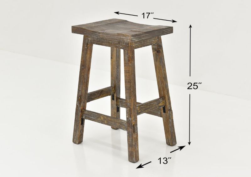 Barnwood Brown Trent 24 Inch Barstool by Vintage Showing the Dimensions | Home Furniture Plus Bedding