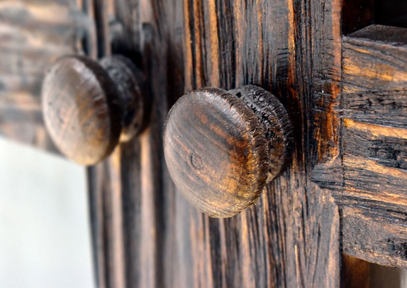 Brown Bristol 4 Door Cabinet by Vintage Showing the Door Knob Detail | Home Furniture Plus Bedding