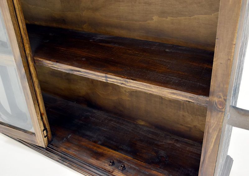 Brown Bristol 4 Door Cabinet by Vintage Showing the Interior Shelves | Home Furniture Plus Bedding