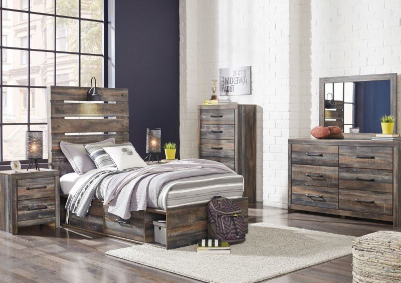 Picture of Drystan Twin Size Bedroom Set - Brown