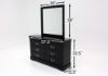Black Louis Philippe Twin Size Bedroom Set by Crown Mark Showing the Dresser With Mirror Dimensions | Home Furniture Plus Bedding