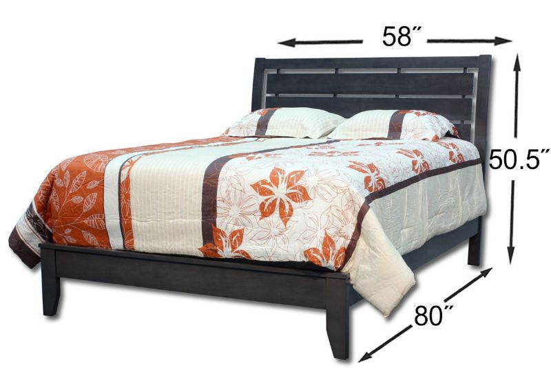 Gray Marshall Full Size Bedroom Set Showing the Full Bed Dimensions | Home Furniture Plus Bedding