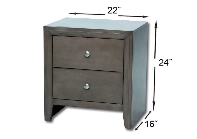 Gray Marshall Full Size Bedroom Set Showing the Nightstand Dimensions | Home Furniture Plus Bedding