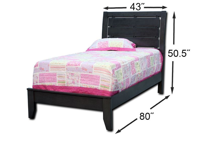 Gray Marshall Twin Size Bedroom Set Showing the Twin Bed Dimensions | Home Furniture Plus Bedding