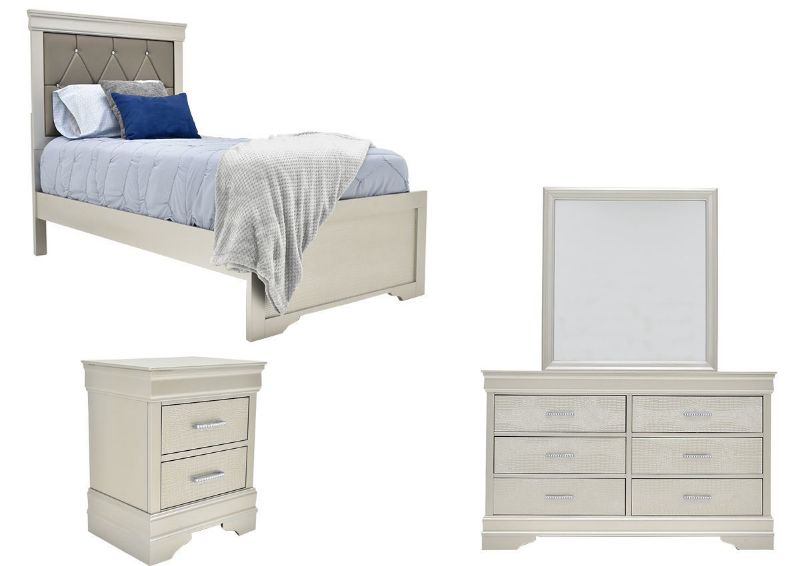 Picture of Amalia Twin Size Bedroom Set - Silver