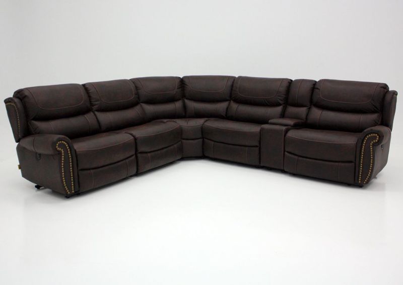 Brown Austin POWER ACTIVATED Sectional Sofa by Manwah Showing the Front View | Home Furniture Plus Bedding
