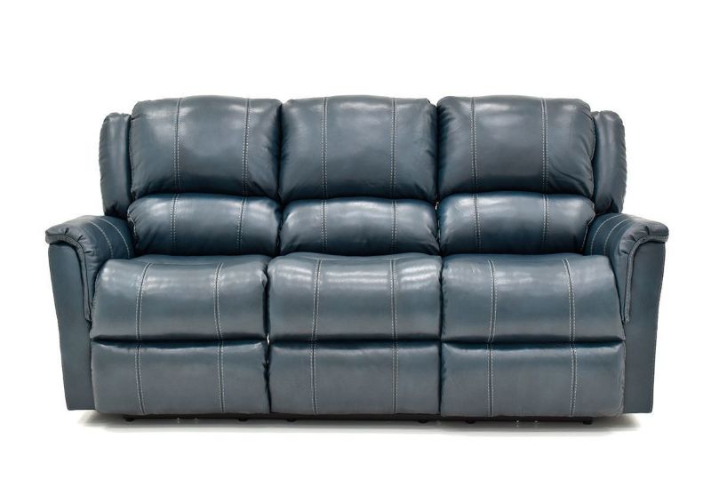 Front Facing View of the Navy Blue Mercury Leather Reclining Sofa by Homestretch | Home Furniture Plus Bedding