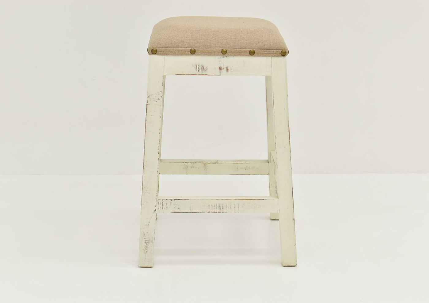 Front Facing View of the Westgate Barstool in Rustic White by Vintage Furniture | Home Furniture Plus Bedding