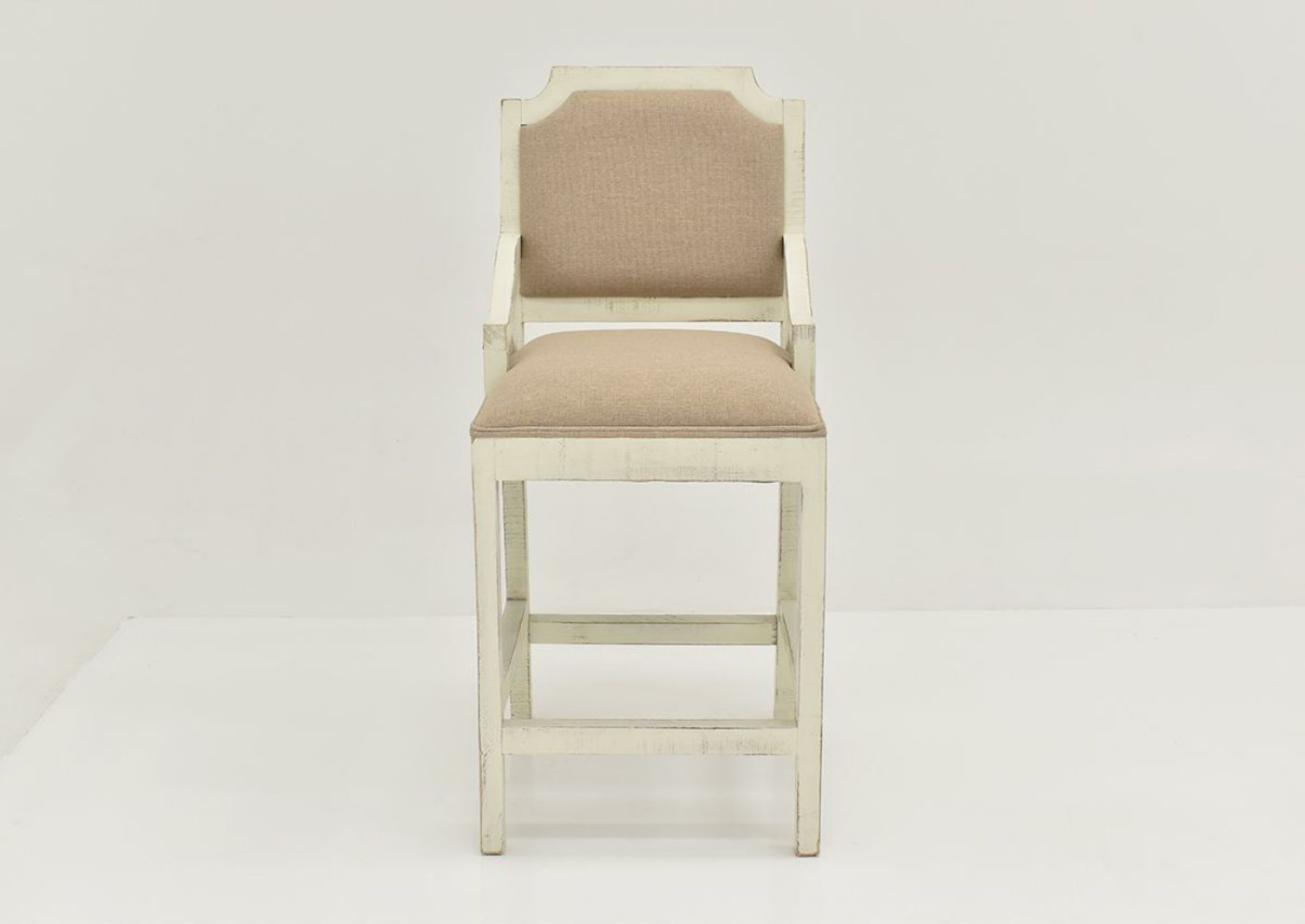 White Westgate Backed Barstool by Vintage Showing the Front View | Home Furniture Plus Bedding