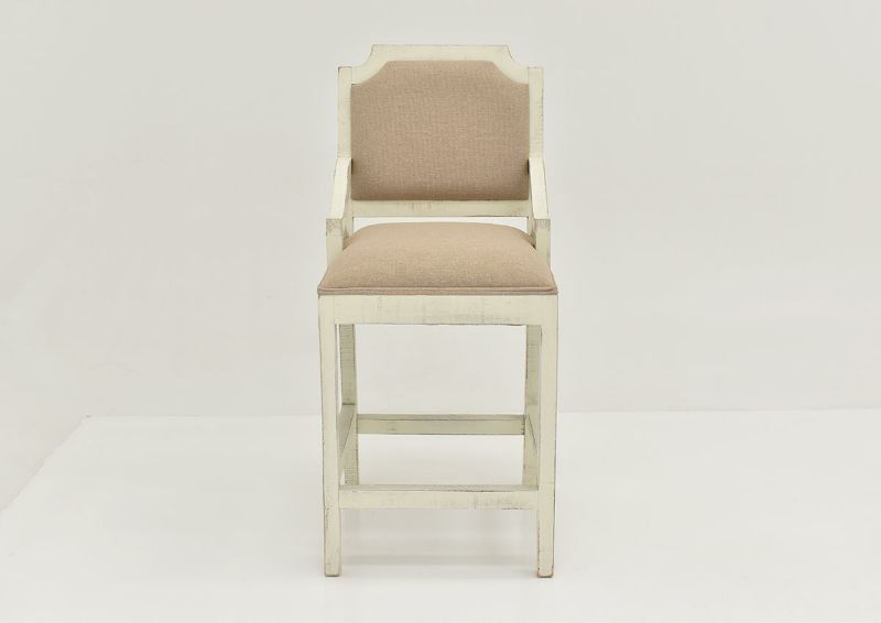 White Westgate Backed Barstool by Vintage Showing the Front View | Home Furniture Plus Bedding