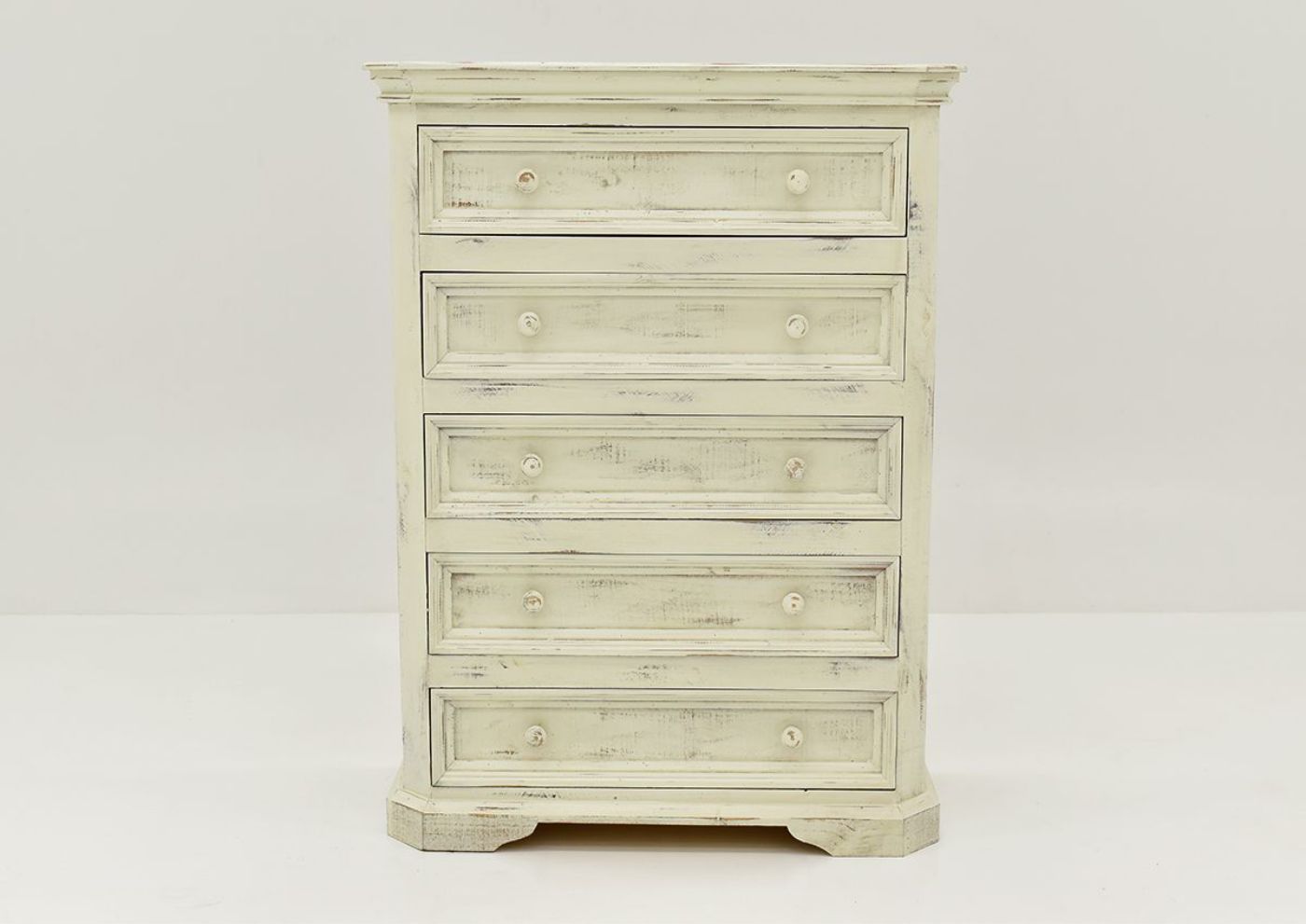 White Westgate Chest of Drawers by Vintage Furniture Showing the Front View | Home Furniture Plus Bedding