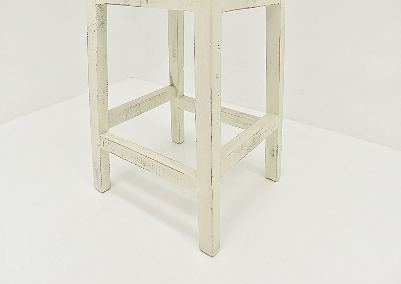 Leg Detail of the Westgate Barstool in Rustic White by Vintage Furniture | Home Furniture Plus Bedding