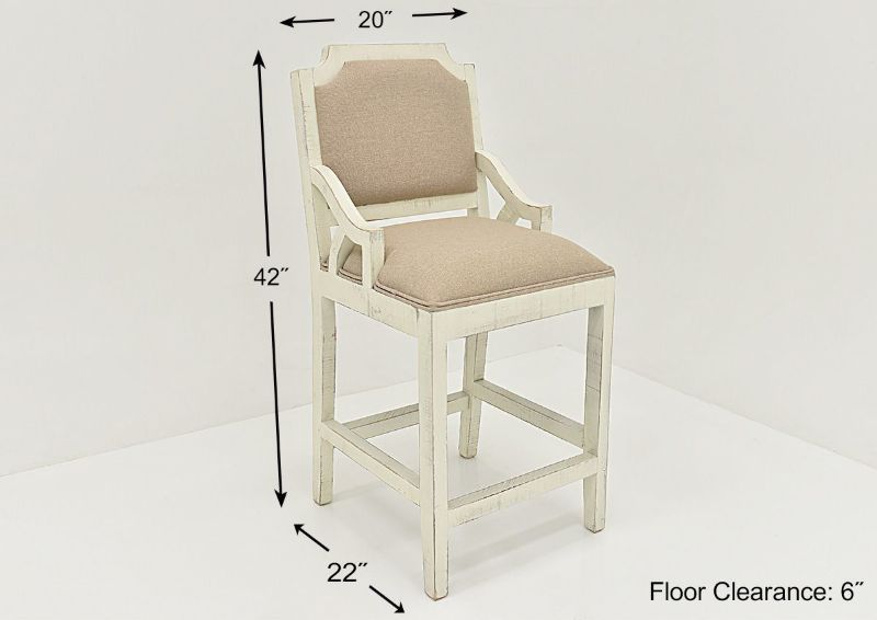 White Westgate Backed Barstool by Vintage Showing the Dimensions | Home Furniture Plus Bedding