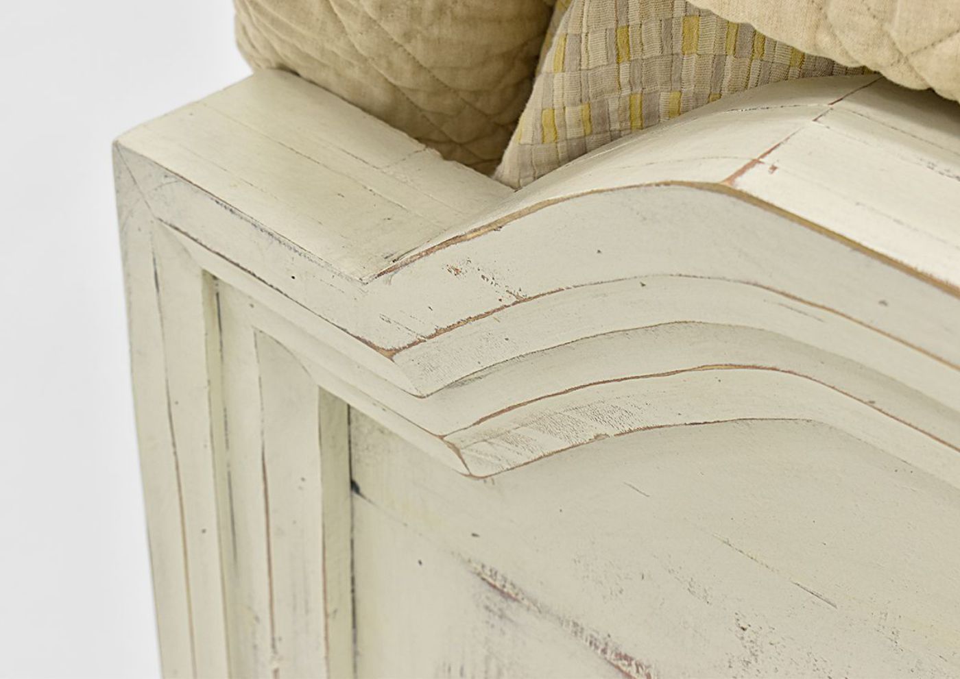 White Westgate Queen Size Panel Bed by Vintage Furniture Showing the Footboard Detail | Home Furniture Plus Bedding