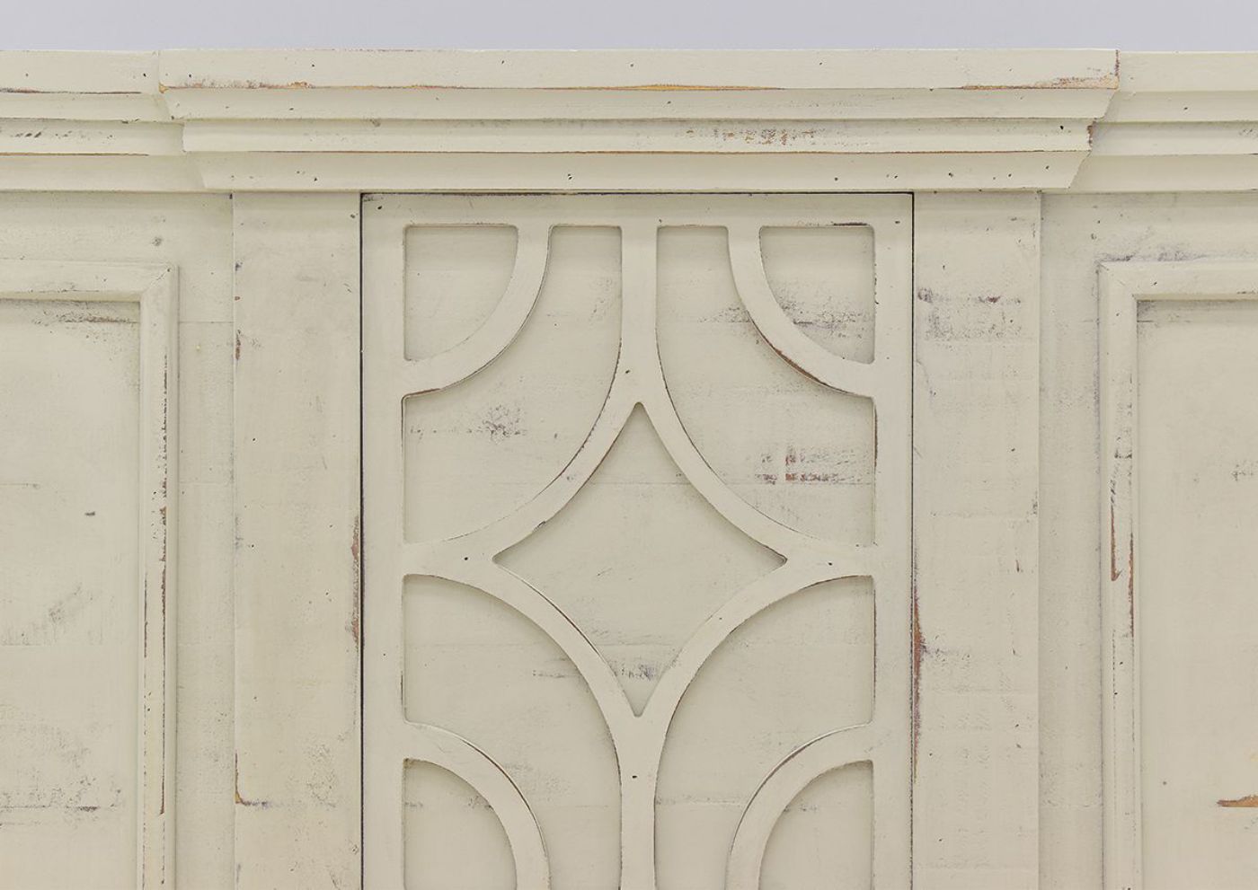 White Westgate Queen Size Panel Bed by Vintage Furniture Showing the Carved Detail | Home Furniture Plus Bedding