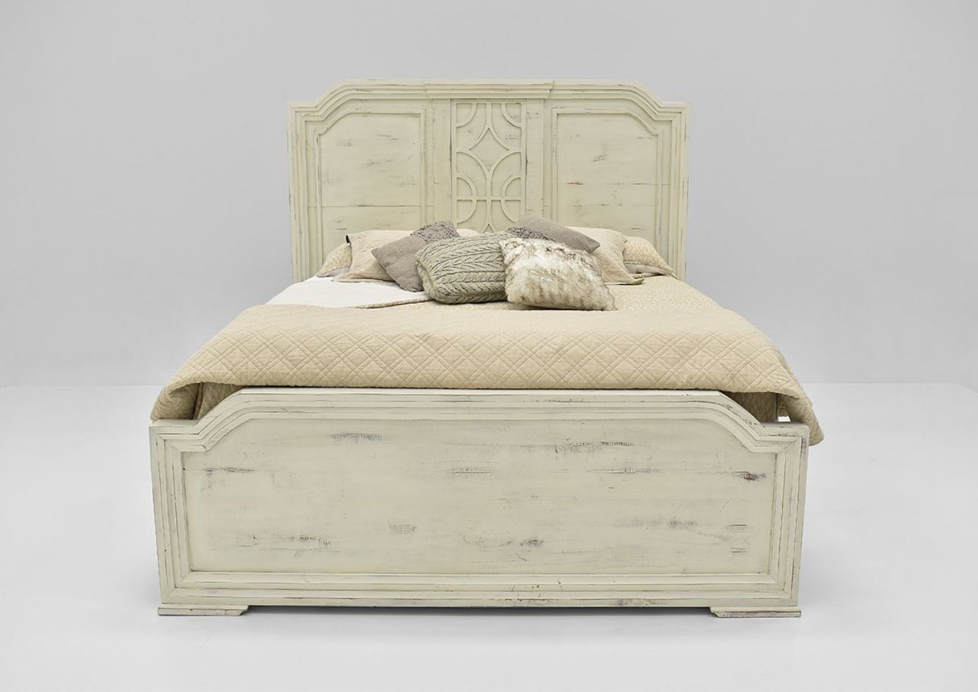 White Westgate King Size Panel Bed by Vintage Furniture Showing the Front View | Home Furniture Plus Bedding