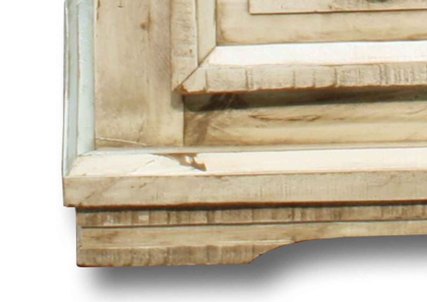Distressed White Jasper Chest of Drawers Showing the Foot Detail | Home Furniture Plus Mattress
