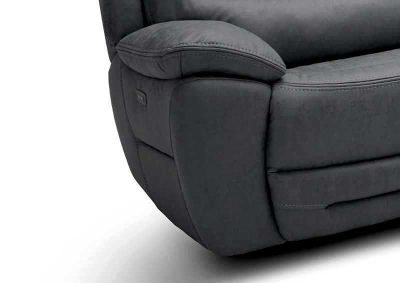Charcoal Gray Dakota POWER Reclining Loveseat Showing the Pillow Arms | Home Furniture Plus Bedding