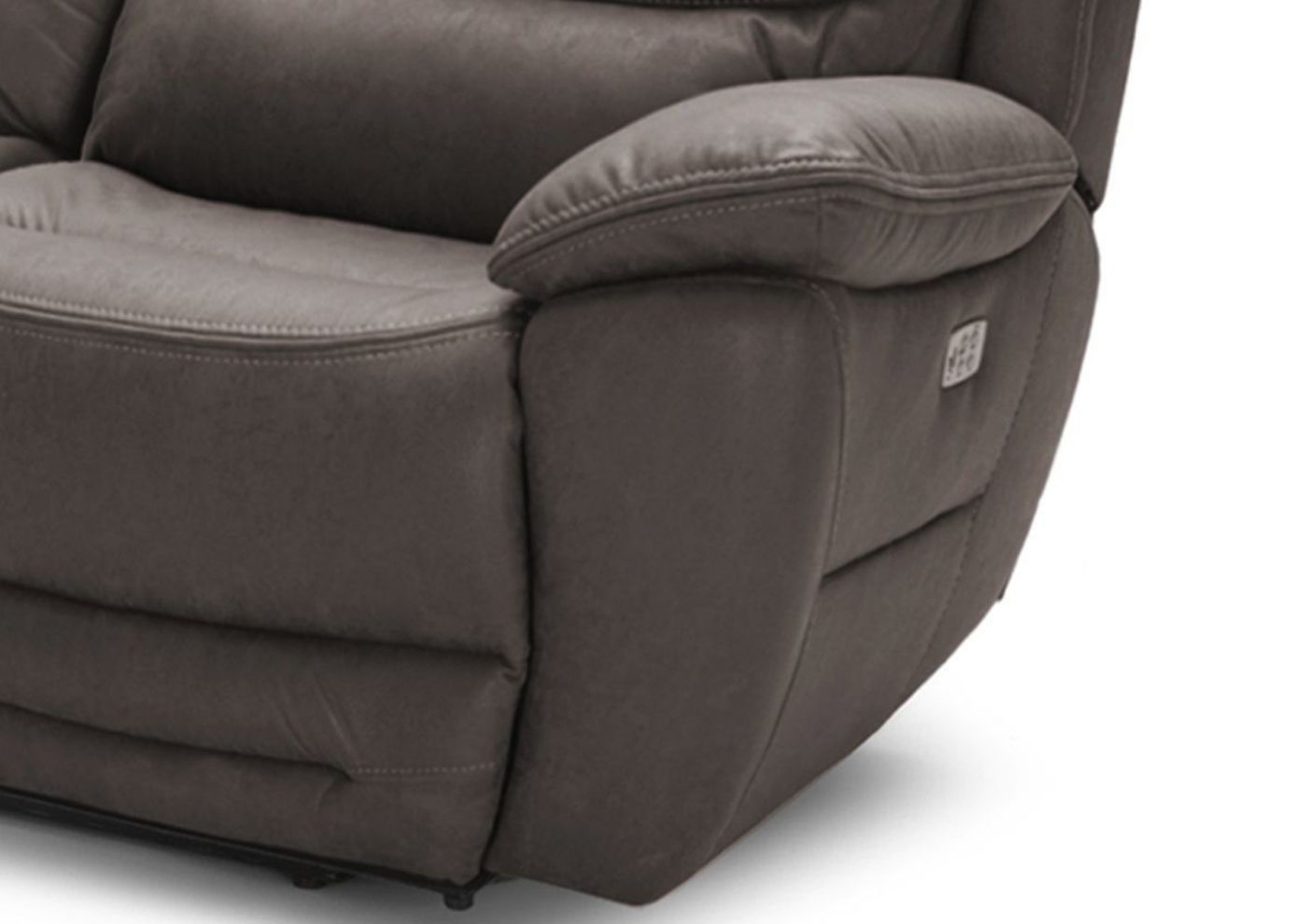 Brown Dakota POWER Reclining Loveseat Showing the Pillow Arm | Home Furniture Plus Bedding