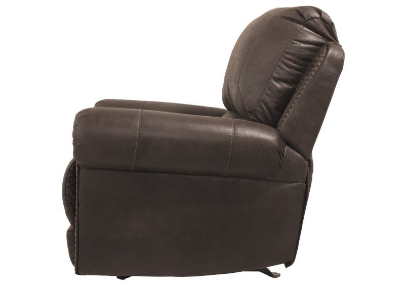 Dark Brown Breville Rocker Recliner by Ashley Furniture Showing the Recliner Side View | Home Furniture Plus Bedding