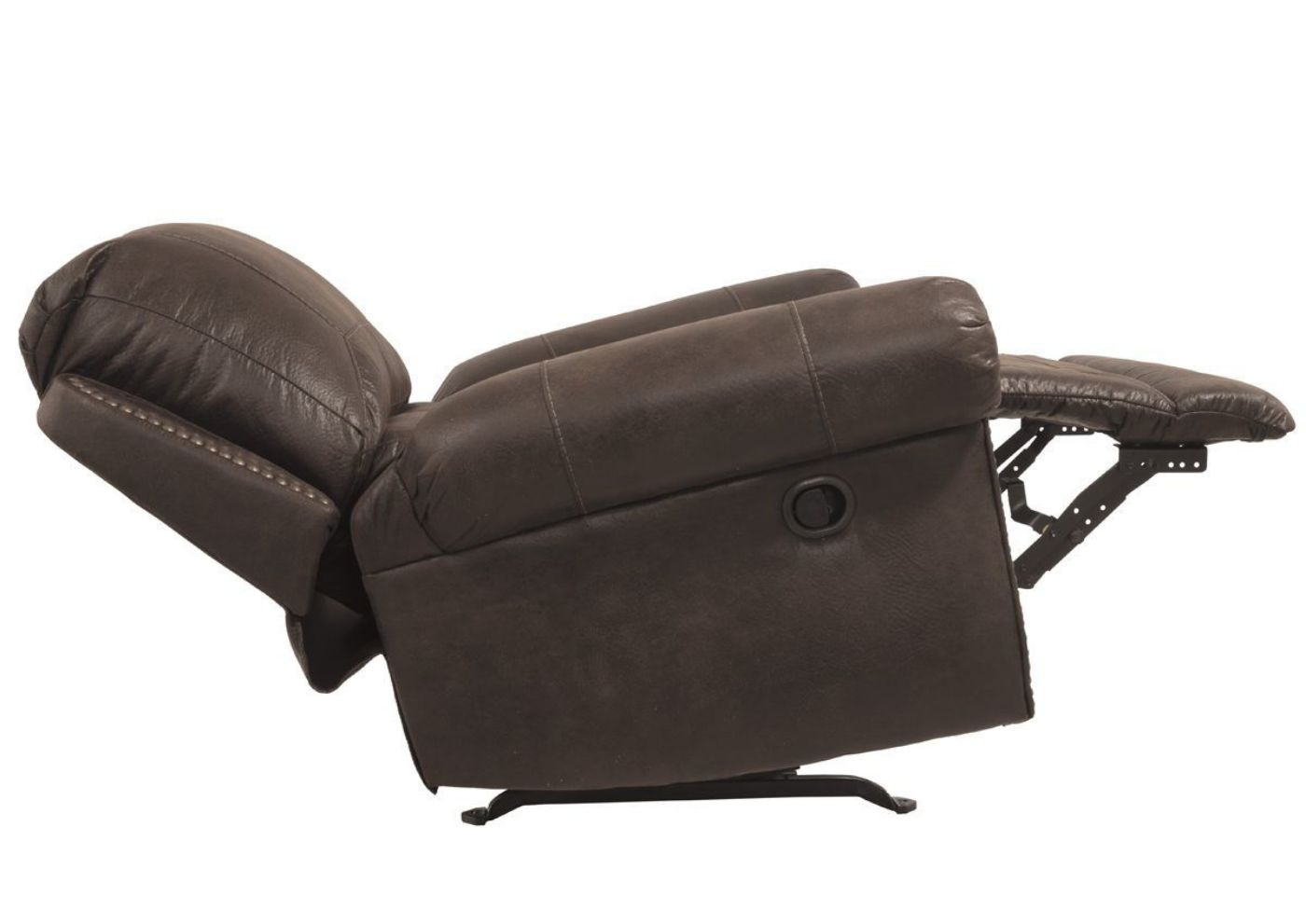 Dark Brown Breville Rocker Recliner by Ashley Furniture Showing the Recliner Side View with Recliner Open | Home Furniture Plus Bedding